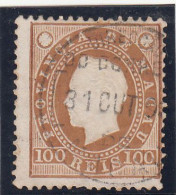 Macau, Macao, D. Luis I Fita Direita, 100 R. Castanho D12 3/4, 1887, Mundifil Nº 39 Used - Used Stamps