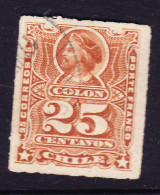 Chile 1878 25c Red Brown Columbus  #2 Roulette - Chili