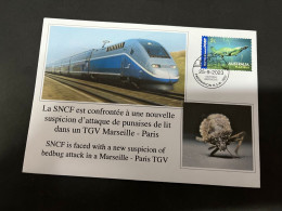 29-9-2023 (2 U 27) France SNCF TGV Marseille To Paris Under Suspicious "attack" By Bedbugs (Punaise De Lit Et SNCF TGV) - Trains