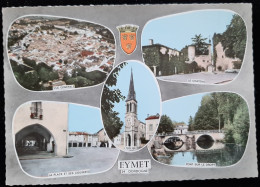 24 - EYMET (Dordogne) - Vue Générale/ Le Chateau/La Place Et Ses Couverts/ L'Eglise/ Pont Sur Le Dropt - Eymet