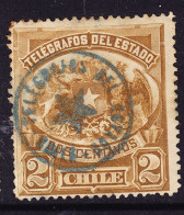 Chile 1880 Telegraph 2c Yellow Brown #PT73 #2 - Chili