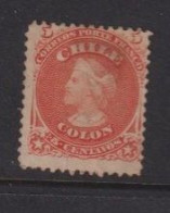 Chile 1867 5c Columbus Red Orange Used No 16 - Chili
