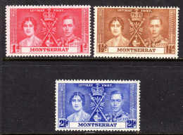 MONTSERRAT - 1937 CORONATION SET (3V) FINE MOUNTED MINT MM * SG 98-100 REF C - Montserrat