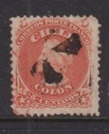 Chile 1867 5c Columbus Red Orange Used No 6 - Chili