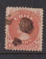 Chile 1867 5c Columbus Red Orange Used No 9 - Chili