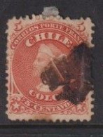 Chile 1867 5c Columbus Red Orange Used No 12 - Chili