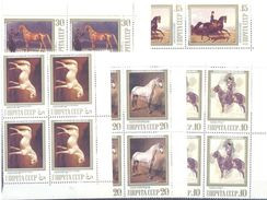 1988. USSR/Russia, Painting In Moscow Horse Briding Museum, 4 Sets In Blocks Of 4v,  Mint/** - Ongebruikt