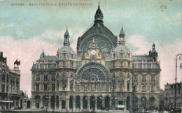 BELGIQUE - Anvers - Gare Centrale, Entrée Principale - Colorisé - Carte Postale Ancienne - Antwerpen