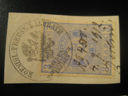 PREUSSEN Stempelmarke 3 Mark 1912 Cancel On Piece Fiscal Stamp Tax Service Revenue Prussia GERMANY - Otros & Sin Clasificación