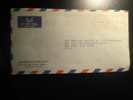 REYKJAVIK 1969 To NY New York USA National Power Air Meter Mail Cancel Cover ICELAND - Storia Postale