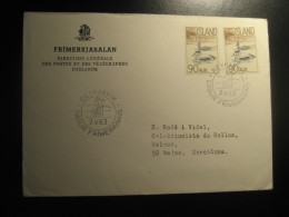 REYKJAVIK 1963 To Spain Cancel Cover Duck Ducks 2 Stamp ICELAND - Lettres & Documents