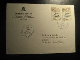 REYKJAVIK 1963 To Spain Cancel Cover Duck Ducks 2 Stamp ICELAND - Brieven En Documenten
