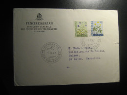 REYKJAVIK 1962 To Spain Cancel Slight Damaged Cover Flower 2 Stamp ICELAND - Briefe U. Dokumente