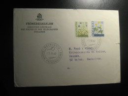 REYKJAVIK 1962 To Spain Cancel Slight Damaged Cover Flower 2 Stamp ICELAND - Brieven En Documenten