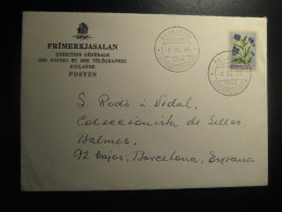 REYKJAVIK 1958 To Spain Flower Flora FDC Cancel Cover ICELAND - Brieven En Documenten