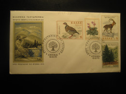 ATHENS 1970 Yvert 1049/52 Nature Bird Goat Flower Tree FDC Cancel Cover GREECE - Lettres & Documents