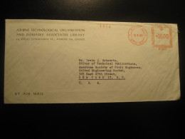 ATHENS 1965 To New York NY USA Technological Org. Doxiadis Associates Library Meter Mail Cancel Cover GREECE - Brieven En Documenten