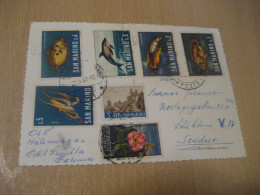 SAN MARINO 1967 To Sweden Fish Fishes Octopus Dolphin ... Stamps On Cancel Slight Damaged Postcard Italy Italia - Storia Postale