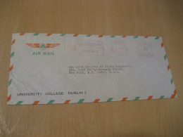 DUBLIN 1968 To New York USA University Trinity College Air Meter Mail Cancel Cover IRELAND Eire - Covers & Documents