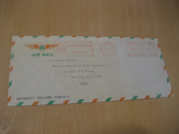 DUBLIN 1967 To New York USA University Trinity College Air Meter Mail Cancel Cover IRELAND Eire - Lettres & Documents