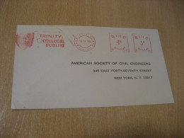 DUBLIN 1968 To NY New York USA University Trinity College Meter Mail Cancel Cover IRELAND Eire - Storia Postale