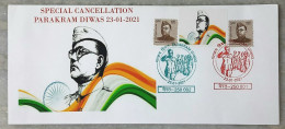 PARAKRAM DIVAS 2021 Netaji Subhas Chandra Bose SPECIAL CANCELLATION COMBINATION COVER - Cartas & Documentos