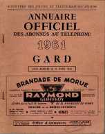 ANNUAIRE - 30 - Département Gard - Année 1961 - Annuaire Officiel Des Postes - 120 Pages - Annuaires Téléphoniques
