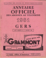 ANNUAIRE - 32 - Département Gers- Année 1961 - Annuaire Officiel Des Postes - 68 Pages - Directorios Telefónicos