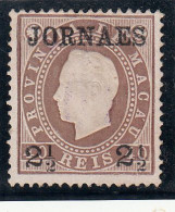Macau, Macao, D. Luis I Fita Direita Com Sobretaxa, 2 1/2 R. S/ 40 R. Castanho D13 1/2, 1892, Mundifil Nº 43 MNGAI - Used Stamps