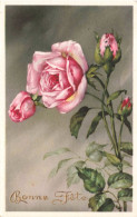 FLEURS - Bonne Fête - Roses - Colorisé - Carte Postale Ancienne - Fleurs