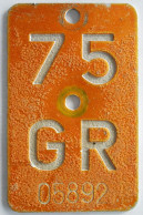 Velonummer Mofanummer Graubünden GR 75 - Kennzeichen & Nummernschilder