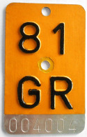 Velonummer Mofanummer Graubünden GR 81 - Number Plates