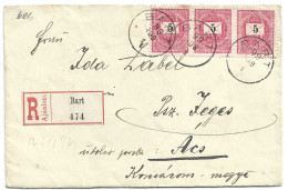 SLOVAKIA HUNGARY AUSTRIA - 1899 REGISTERED COVER BART BRUTY Nové Zámky TO ACS - Other & Unclassified