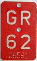 Velonummer Graubünden GR 62 - Nummerplaten