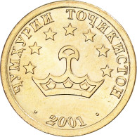 Monnaie, Tadjikistan, 5 Drams, 2001, St. Petersburg, SPL, Brass Clad Steel - Tadzjikistan