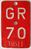 Velonummer Graubünden GR 70 - Kennzeichen & Nummernschilder