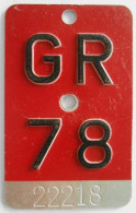 Velonummer Graubünden GR 78 - Kennzeichen & Nummernschilder