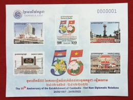 CAMBODGE /Block Imperf The 55th Ann. Of The Establishment Of Diplomatic Relations Between  Cambodia And Vietnam 2022 - Briefmarken