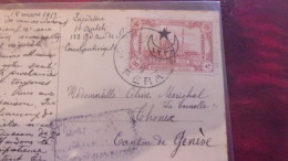 TURQUIE TURKEY CONSTANTINOPLE CACHET VOYAGEE  F ROCHAT 1917 PERA VERS GENEVE SUISSE - Türkei