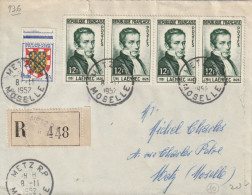 1952 >  Lettre Recommandée Avec Timbre Laennec X 4 (YT 936) - Lettres & Documents