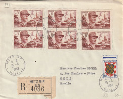 1953 >  Lettre Recommandée Affranchie Avec 6 X Leclerc 8 F  (YT 942 X 8 - 902) - Lettres & Documents