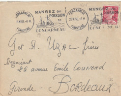 1955 >  Enveloppe Affranchie Avec 15 F Marianne De Muller  (YT 1011) - Flamme "Mangez Du Poisson De Concarneau" - Covers & Documents
