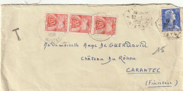 1958 >  Enveloppe Affranchie Avec 20 F Marianne De Muller  (YT 1011B) - Taxée à 30 F - Lettres & Documents