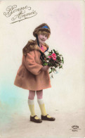 ENFANTS - Bonne Année - Petite Fille En Manteau - Colorisé - Carte Postale Ancienne - Children And Family Groups