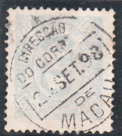 Macau, Macao, D. Carlos I, 50 R. Azul D13 1/2, 1893/94, Mundifil Nº 52 Used - Usati