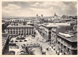 22826 " CATANIA-PIAZZA DUOMO " ANIMATA-TRAMWAY-PANORAMA-VERA FOTO-CART. POST. SPED.1951 - Catania