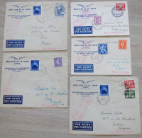 5 Lettres Belgique 1947 Vol Special NAMUR 1947  Luchtpostbrief Carte Aéro-Club De La Meuse - Covers & Documents