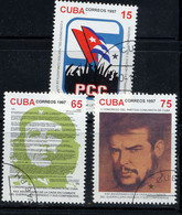 CUBA 1997, Parti Communiste, Drapeaux, Che Guevara, 3 Valeurs Oblitérés / Used.  R1034 - Used Stamps