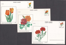 Turkey 1983 - Postal Stationery "Flowers" (full Set), Mint - Entiers Postaux