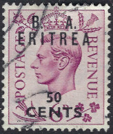 ERITREA 1950 KGVI 50c On 6d Purple SGE20 Used - Eritrée